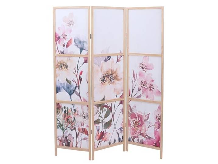 Mendler Paravent HWC-O70 170x137cm Holz - Blumen