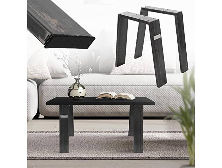ML-Design 2er Set Tischbeine Loft 44x42 cm Industrial, Profil 8x2cm, Stahl, Industriedesign, U-Form, Metall Tischgestell scandic, Tischkufen Tischuntergestell Möbelfüße Bankkufen Bankgestell Bankbeine