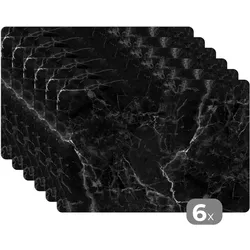 PLATZSETS 6er-Set Marmor - Schwarz - Weiß - Textur - Marmoroptik Tischuntersetzer 45x30 cm