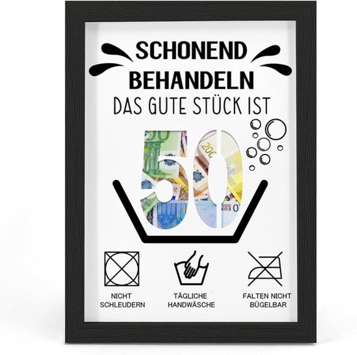 Creatief houten fotolijst geldcadeau voor een 50e verjaardag voor man of vrouw