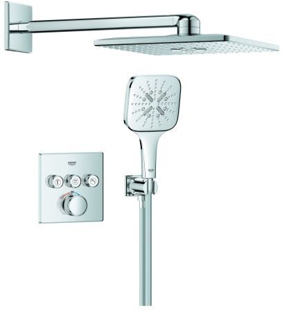 Grohe Grohtherm SmartControl Duschsystem 1039980000 eckig, 3 Absperrventile für Duschrahmen Duo, chrom, Unterputz