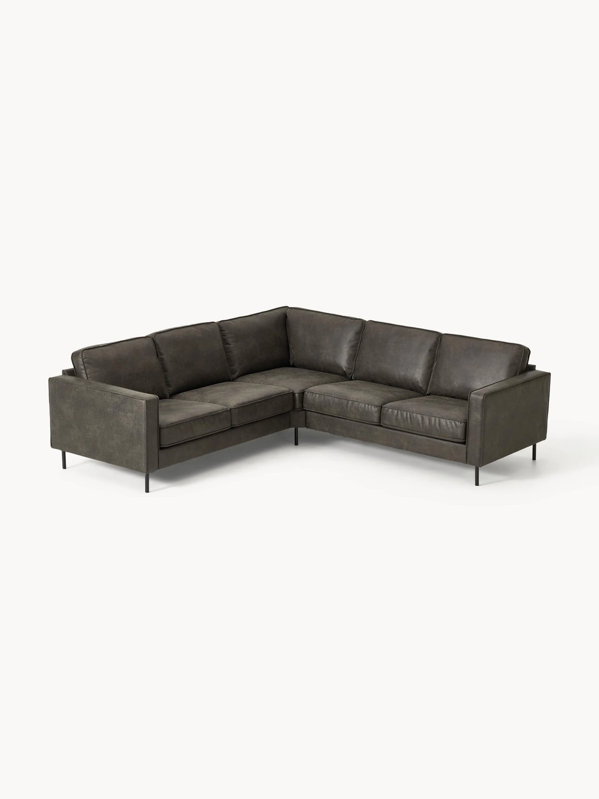Westwing Collection Leren hoekbank Hunter 4-zits in industriële stijl