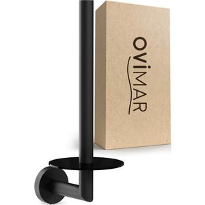 ovimar Toilettenpapier-Ersatzrollenhalter Skodsbol, zum Bohren, für 2 Rollen, aus Edelstahl & Glas, schwarz