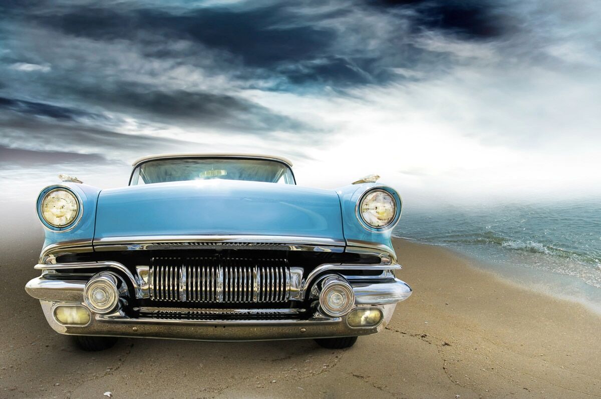 Fototapete PAPERMOON "Oldtimer", bunt, B:5m L:2,8m, Vlies, Tapeten, Fototapete