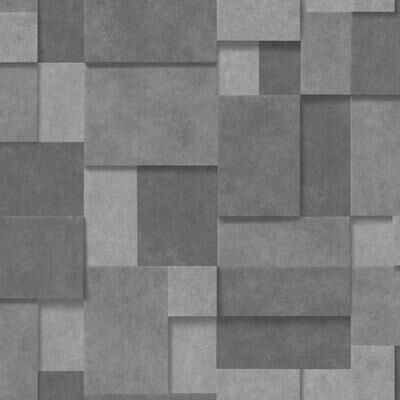 A-Street Prints Duchamp Dark Grey Metallic Squares Wallpaper