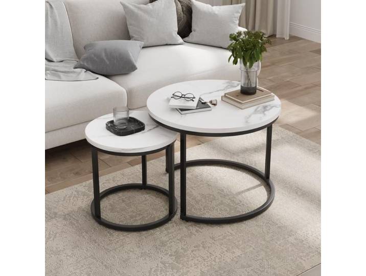 Table basse ronde - MUVOE - 60cm - Blanc - Métal - Design moderne