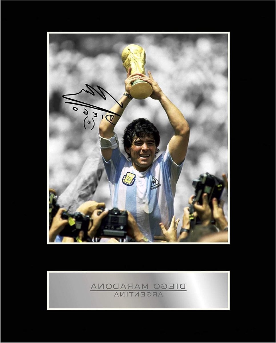 Diego Maradona Foto Display - Voetbal Memorabilia - Zwart - 25,4 x 20,3 cm