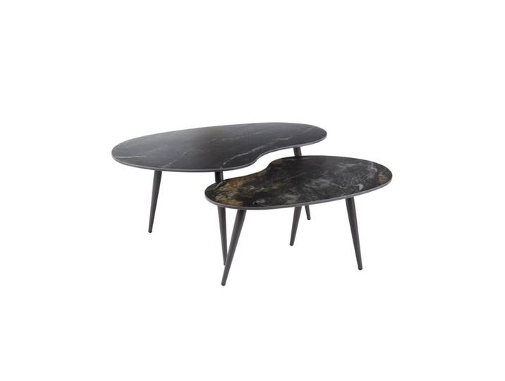 Kawola Couchtisch Ponte 2ER SET Schwarz Keramik, Metall, Organisch, 91x40x55 cm, Wohnzimmer, Wohnzimmertische, Couchtische