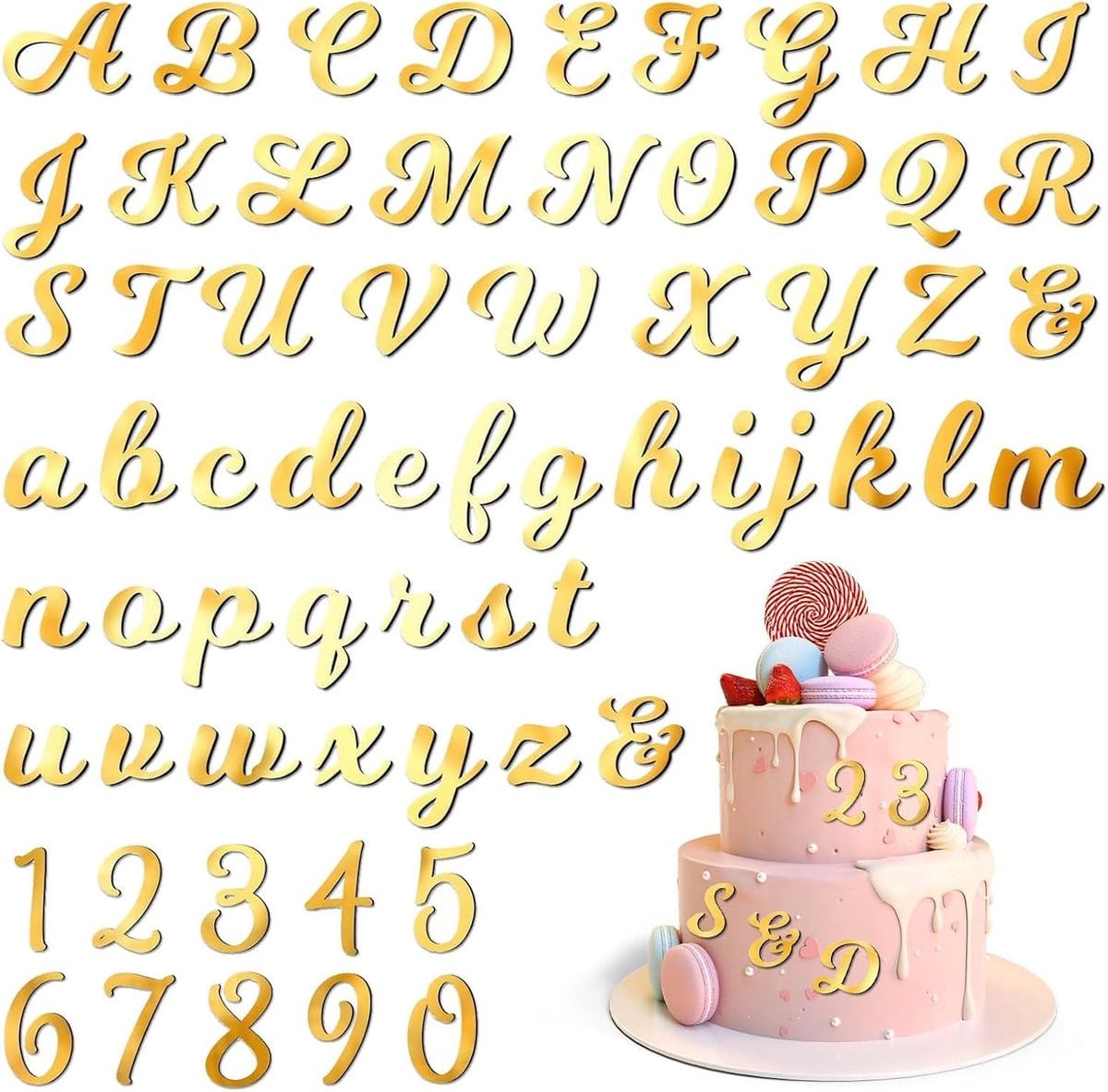 Decoratie Accessoires Set - Gouden Acryl Letters en Cijfers voor Persoonlijke Geboorte- en Feesttaarten