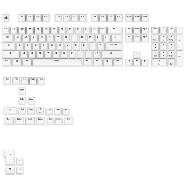 Glorious Gaming GPBT Keycaps White - US Layout