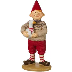 IB Laursen Ribenisserne Wichtel-Figur Sigurd mit Gans Gertrud, Rot - 5,9 x 4,8 x 13,5 cm