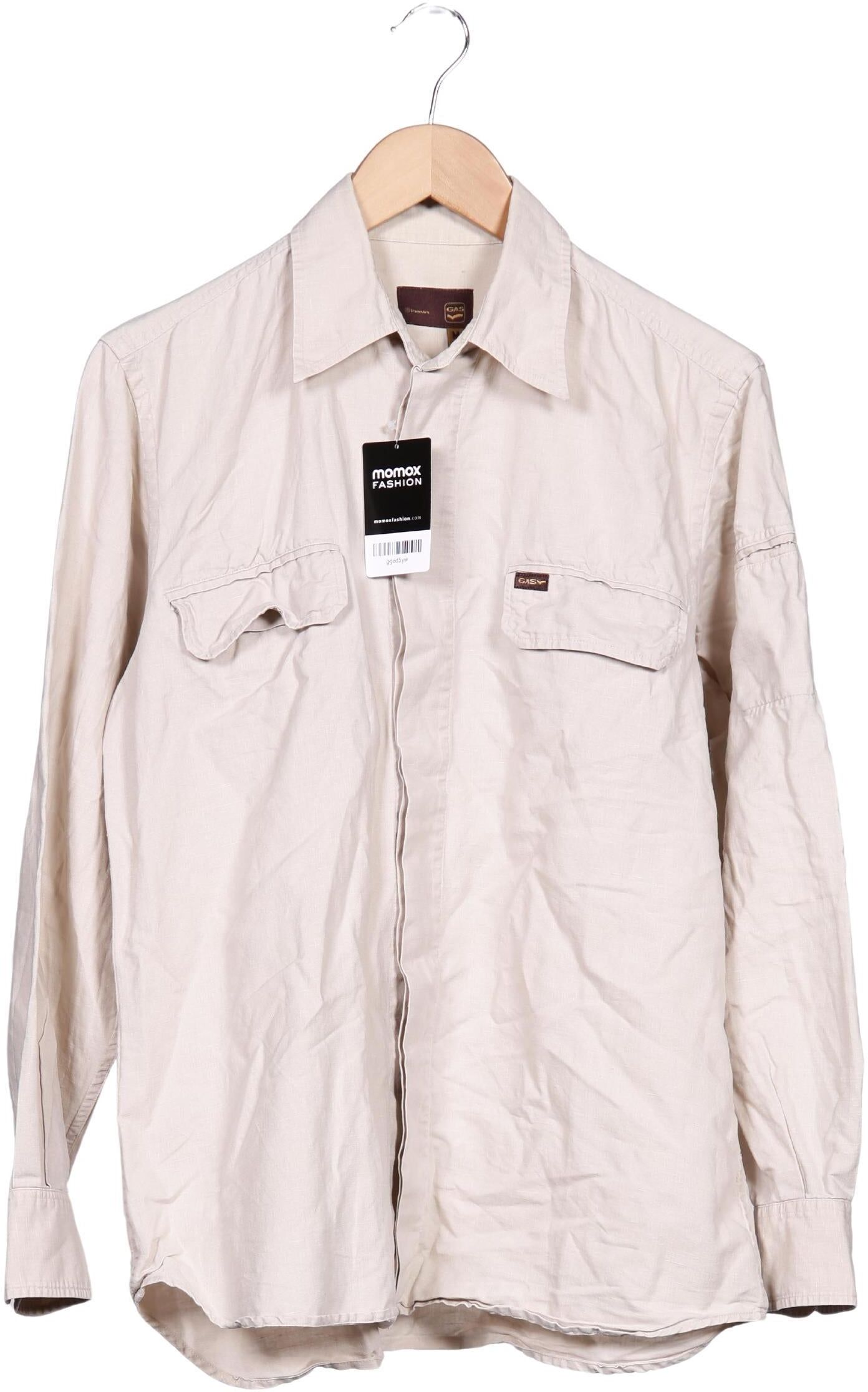 GAS Herren Hemd, Beige, Gr. M, Leinen / Baumwolle - Second Hand