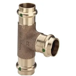 Viega, Rohrverbindungstechnik, SANPRESS tee 28 mm af rødgods med SC-Contur (T-Verbindung)