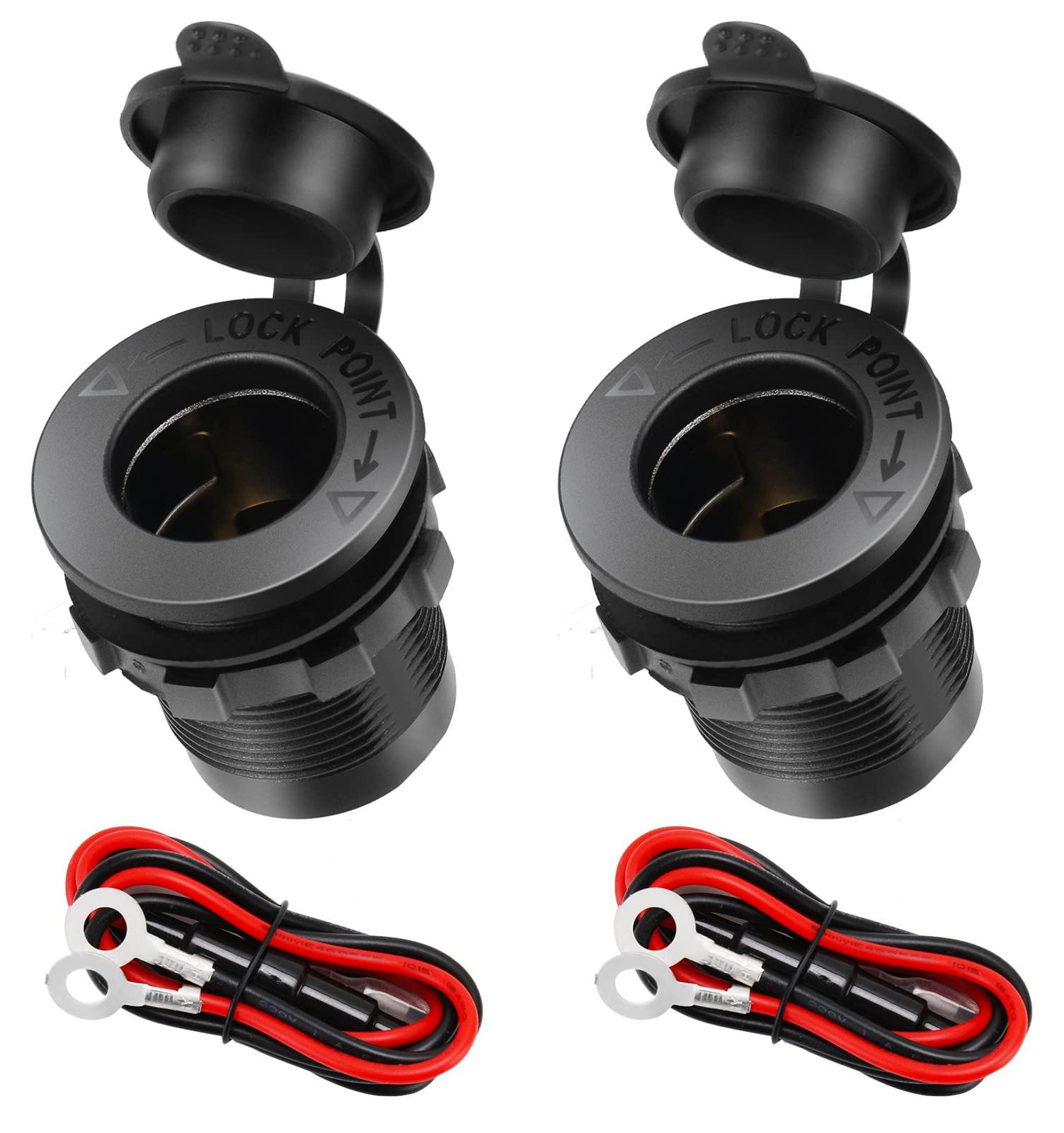 Dripio 2-delige set waterdichte 12V sigarettenaanstekerconnector met kabel