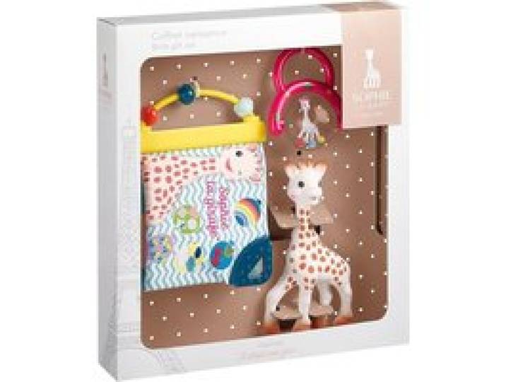 Geschenkset mit Greifling aus Naturkautschuk, Rassel & Stoffbuch