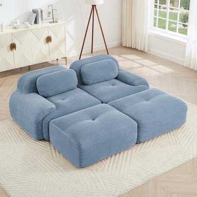 Loedds 80.3-inch 2-Seat Modular Corduroy Loveseat Sofa with Adjustable Backrest and Chaise for Living Room