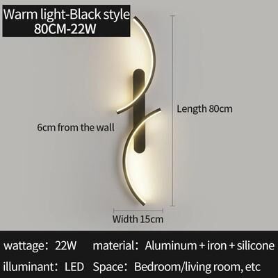 Uplift Picks Modern C Shape LED Wall Sconce Minimalist Decorative Wall Light 80 Cm tricolor right