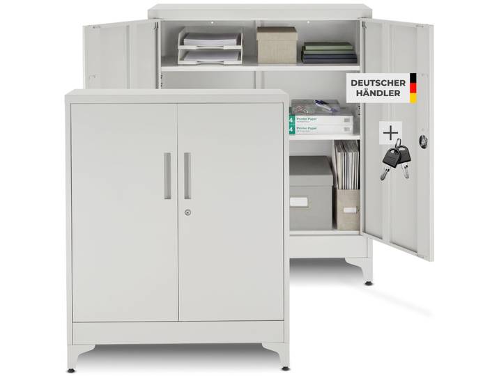 Aktenschrank Blake, Magnetverschluss, 2 verstellbare Böden - grau