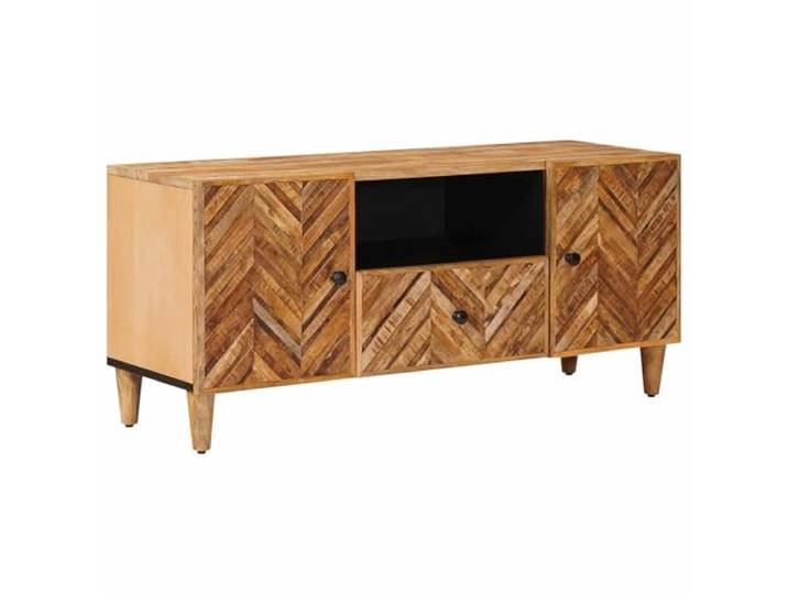 GHVBNMF TV Schrank Braun 105x33,5x46 cm Mango Massivholz Lowboard Funktionaler Stauraum fürs Wohnzimmer: Edle Messingknöpfe, praktische Schublade und Türen für stilvolle Ordnung.