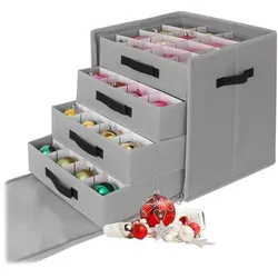Relaxdays Weihnachtskugel Aufbewahrungsbox Grau,Schwarz