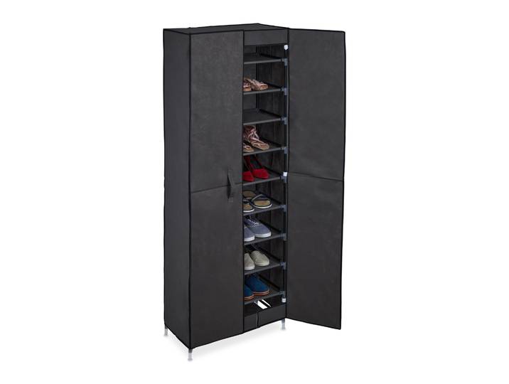 Schuhschrank Stoff 30 Paar Schuhe Anthrazit-Schwarz