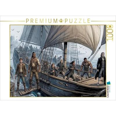 CALVENDO Puzzle Die Pequod verlässt Nantucket mit Ahab | 1000 Teile Lege-Größe 64 × 48 cm Foto-Puzzle für glückliche Stunden, von , Calvendo Puzzle