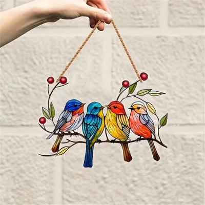 Uplift Picks Acrylic Hanging Ornament Bird Flower Decor Animal Pendant For Window Car And Backpack h