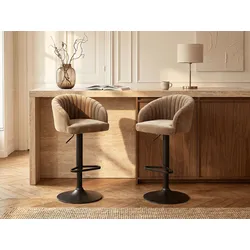 Barhocker 2er-Set - Samt & Metall - Beige - DORALIZ
