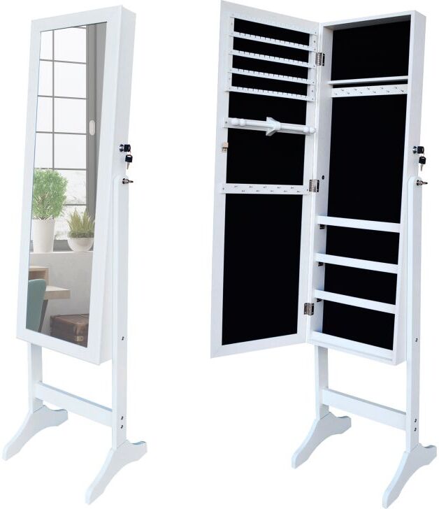 duehome Espejo joyero de pie inclinable 155x40 cm Basics - Blanco