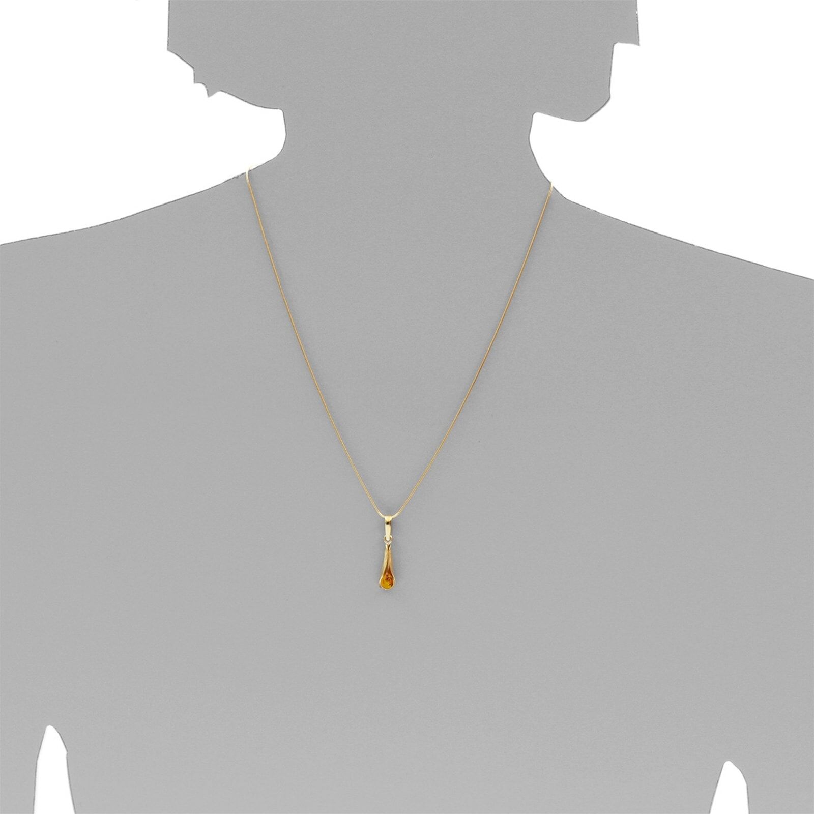 Kettenanhänger OSTSEE-SCHMUCK "- Blütenkelch - Gold 333/000 - Bernstein" Gr. 29, gold (gold 333, goldfarben, gelb), Schmuckanhänger, Damen, Gelbgold 333, Kettenanhänger