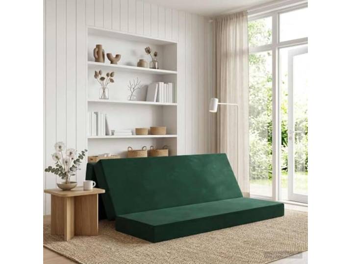 Klappsofa Bett 180 x 67 x 45 cm Dunkelgrün Polyesterstoff, Schaumstoffpolsterung, Reißverschlussbezug, manueller Mechanismus, faltbare Bauweise