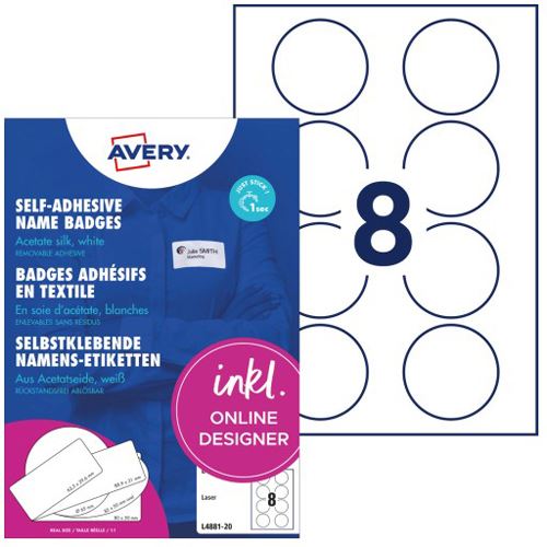 AVERY Zweckform 160 Namensetiketten L4881-20 weiß 65,0 x 65,0 mm