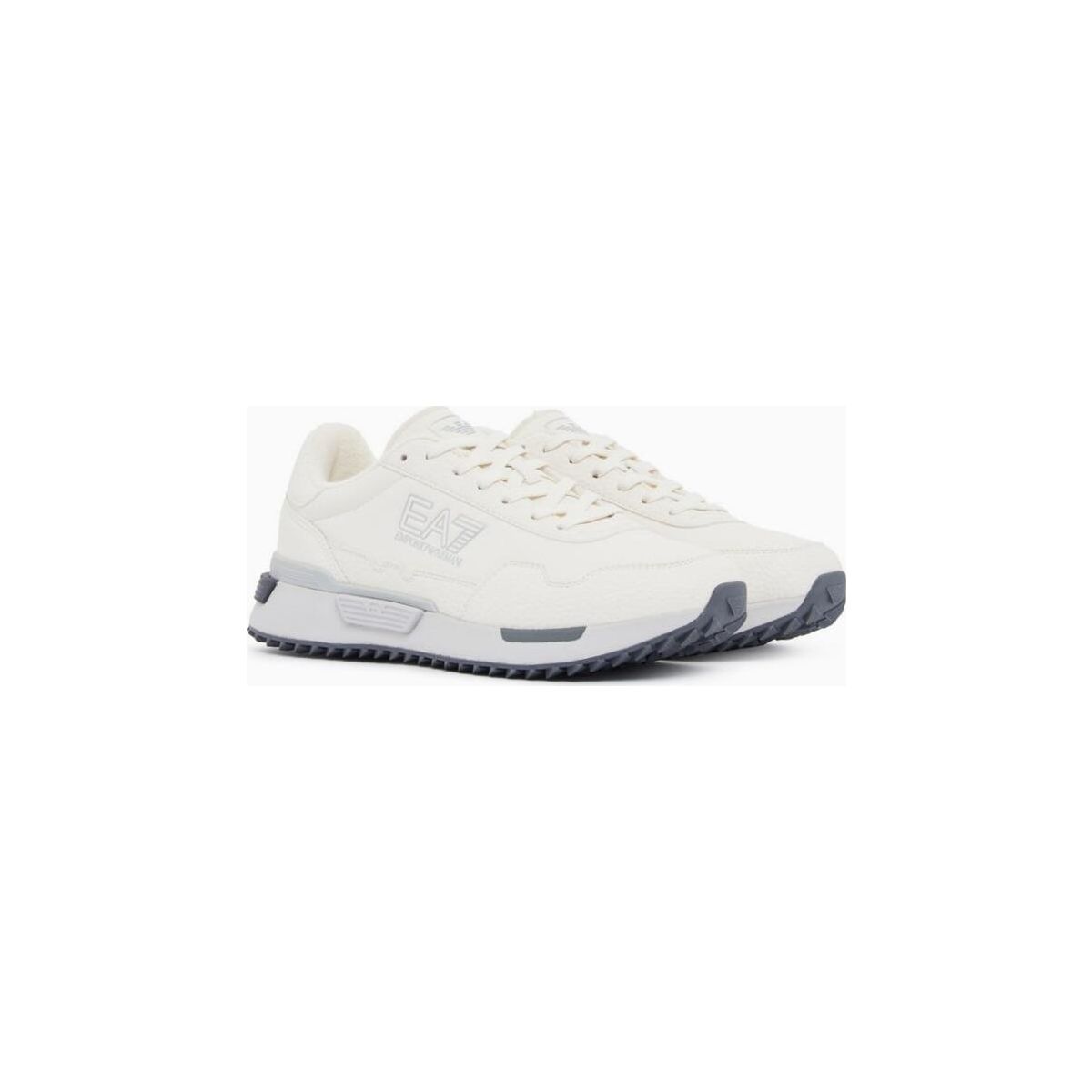 EA7 Sneaker Vintage Running Mini Tumbled PU Aushan+deer Embossed PU Aushan off white+silver (M0215) 9.5 7X000873 AF28088-M0215-9.5