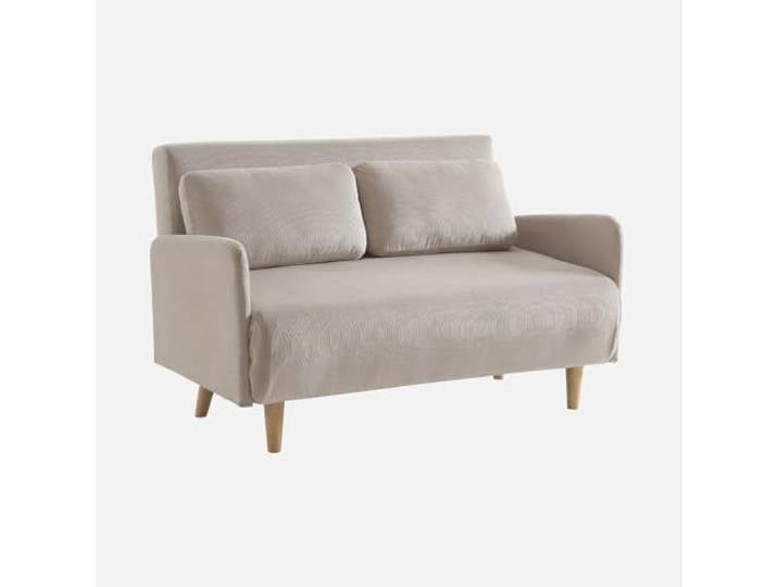 Skandinavisches 2-Sitzer-Sofa mit beigem Cordbezug, Schlaffunktion und verstellbarer Rückenlehne - Panam