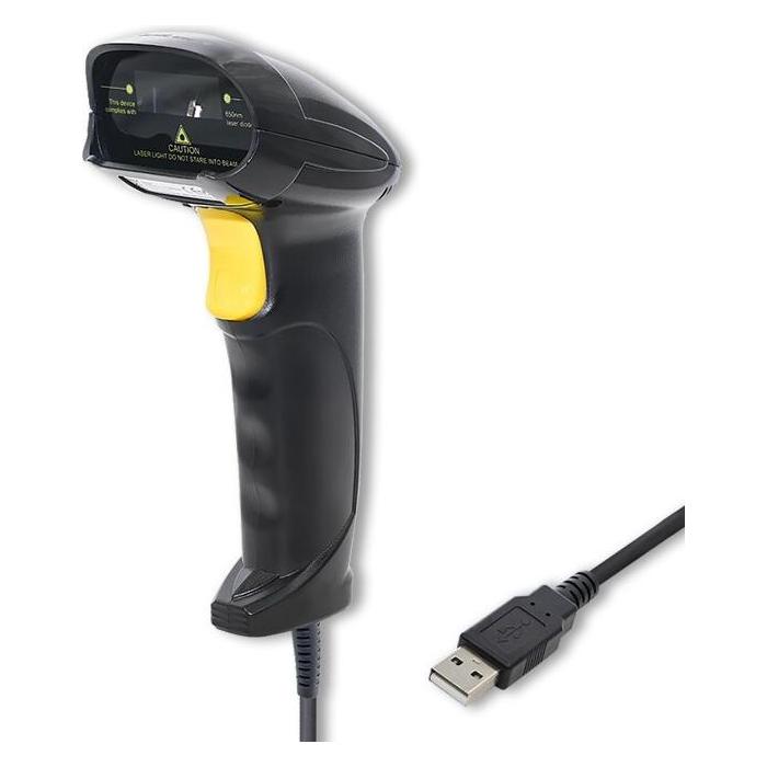 Qoltec 1D Laser Barcode Scanner | USB | Black (1D-Barcodes) (50876)