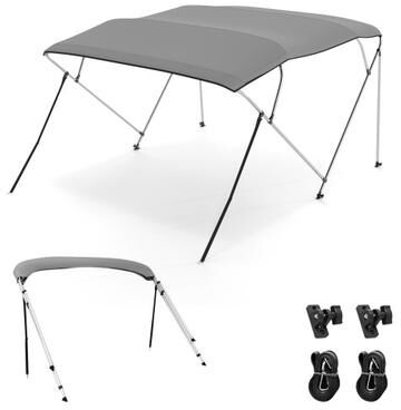 Costway 3-Bow/4-Bow Boat Bimini Top Sun Shade Boat Canopy with Storage Boot-4-Bow