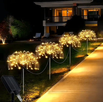 Inspire Curations Solar Firework Garden Lights Outdoor Starburst Landscape Lights warm 6groundingx80 480led