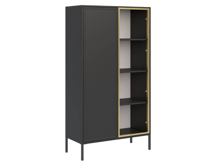 Zweiflügeliger Velveto-Schrank mit Glastür, 90 cm, schwarz