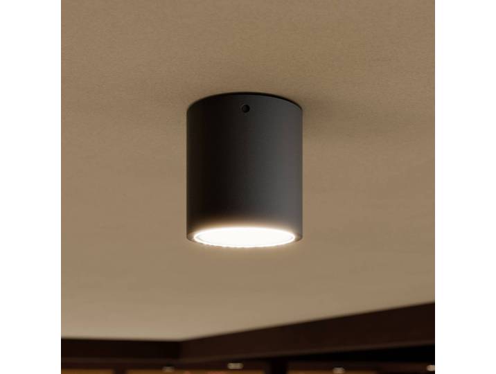 Lucande LED-Deckenleuchte Meret, rund, anthrazit, Metall MERET, schwarz, Aluminium, Modern