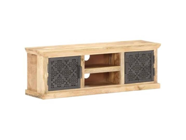LMTYOENFG TV-Schrank Massivholz Mango TV-Board 120x30x40 cm Lowboard Stilvoller Fernsehtisch aus echtem Holzkorpus mit Stahldetaillierung für Ihr Wohnzimmer, schafft Ordnung und Eleganz.