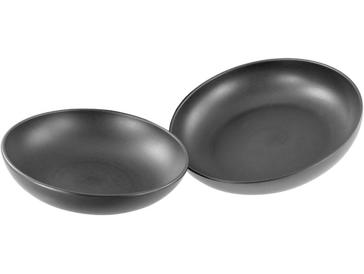 Servierschale CREATABLE Uno black, Servierschalen Set 2-tlg , schwarz, Steinzeug, Schüsseln, Servierschale, Seidenmatte Spezialglasur, Harmonisch ausbalanciert