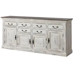 Sideboard Mango / Akazie 200x45x90 weiß gewachst CASTLE-ANTIK #108