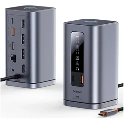 Baseus Stacja/replikator Spacemate RD1 11w1 USB-C (USB-C, 11 Ports), Dockingstation + USB Hub, Silber, Grau