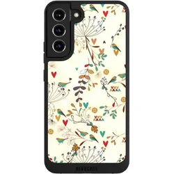 Nivocase Handyhülle für Samsung Galaxy S22+ Hülle NIVOpure Case Schwarz Blumen Retro Vogel (Samsung Galaxy S22+), Smartphone Hülle, Schwarz