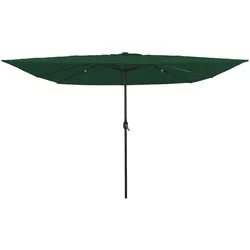 vidaXL Quadrat Gartenparasole mit LED-Lichtern 295x245 cm Grün