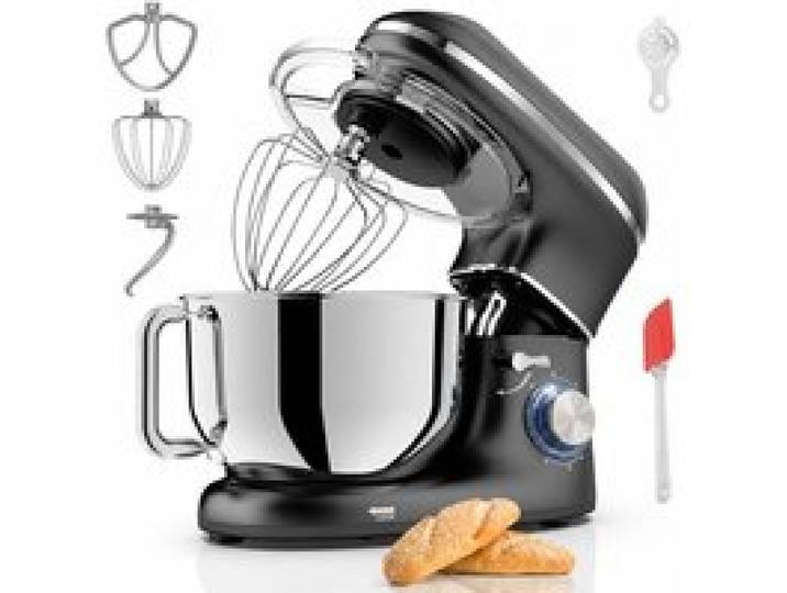 Robot pâtissier noir 2000W 6 vitesses et fonction pulse - Bol mélangeur en acier inoxydable 6 2 L avec 3 accessoires