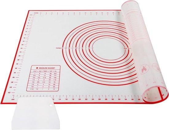 Herbruikbare siliconen bakmat met antiaanbaklaag, Rood/Wit, Breedte: 70 cm, Diepte: 50 cm