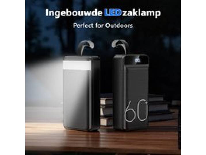 Hganus 60000mAh Powerbank 22.5W Snel Opladen met Zaklamp Draagbare Powerbank Externe Batterij voor iPad iPhone Samsung Xiaomi
