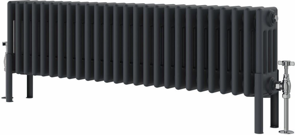 Symple Stuff Altynay Horizontal Traditional 4 Column Radiator Anthracite 300mm H x 1190mm W x 140mm D