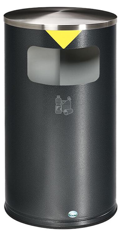 Robuster & modularer Wertstoffsammler mit 3 Öffnungen | 20 Liter, HxBxT 75x42,5x42,5cm | Verzinkter Stahl | Silber
